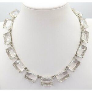BANANA REPUBLIC Chunky Glass & Silver Tone Choker Statement Necklace Preppy